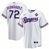 Men's Texas Rangers #72 Jonathan Hernandez White 2023 World Series Stitched Baseball Jersey Dzhi,baseball caps,new era cap wholesale,wholesale hats
